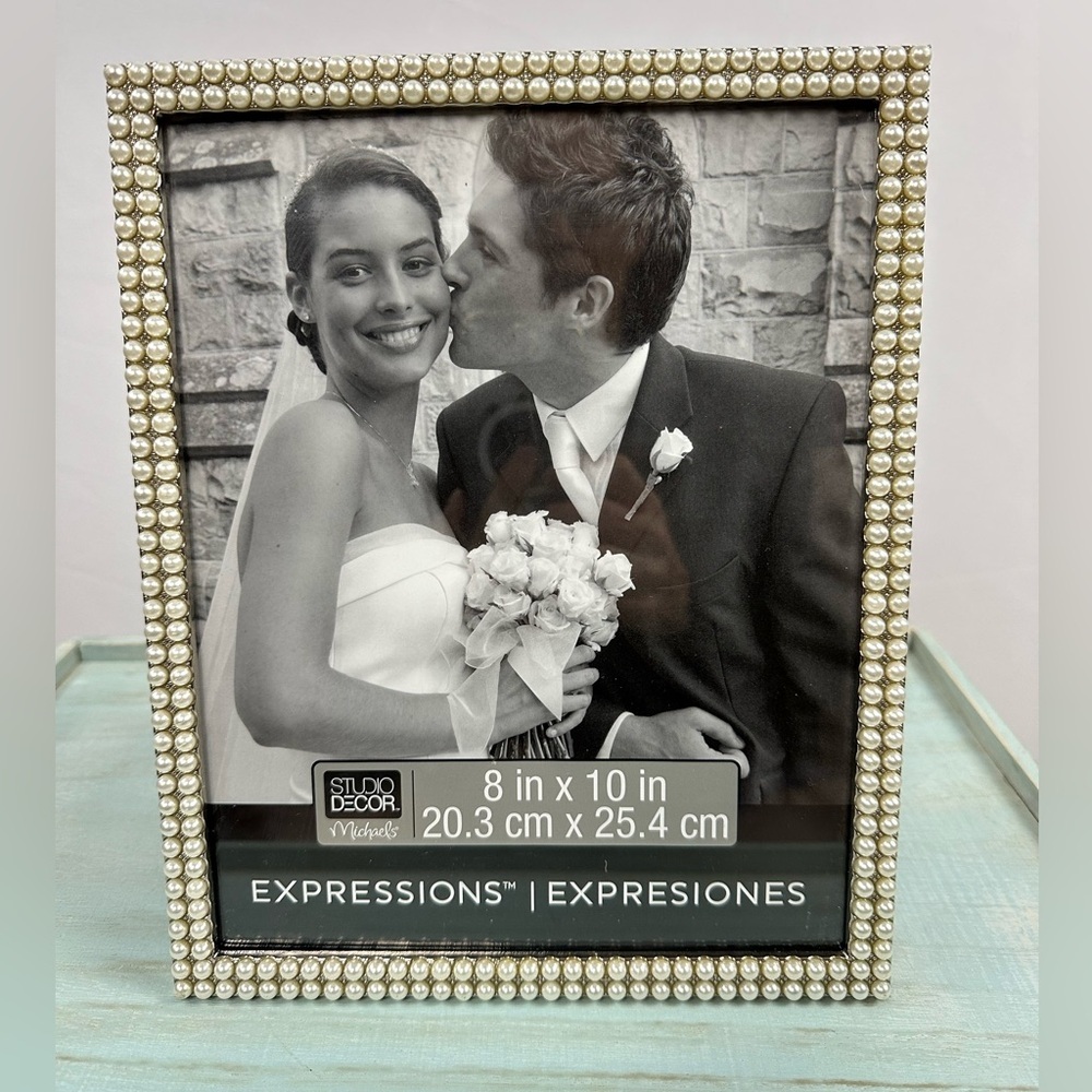 MICHAELS Studio Decor pearl rim silver wedding frame 8 in x 10 in